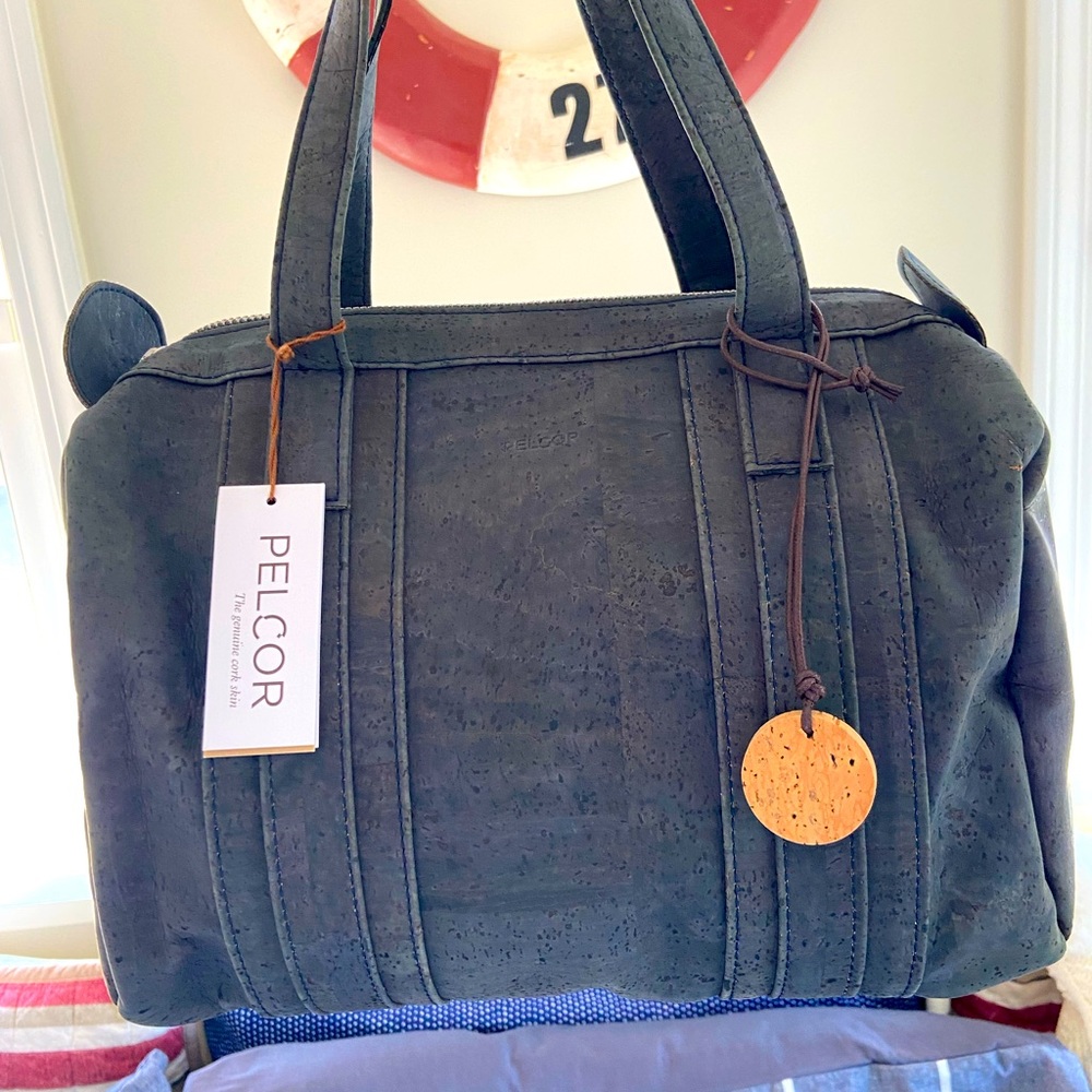 From Portugal - Pelfor cork skin satchel, gray NWT